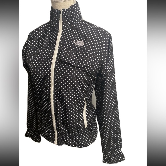 THE NORTH FACE Jacket Black Polka Dot Women's Windbreaker Size XS Ahuy Worn Once - Picture 3 of 10